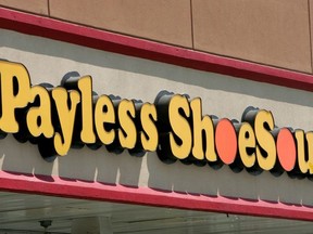 FILE - This Aug. 29, 2007 file photo shows a Payless ShoeSource store front in Philadelphia.  Payless taught fashion influencers a lesson about shoes by opening a fake store that sold Main Street shoes at Madison Avenue prices. Payless ShoeSource held a launch party in Los Angeles for the bogus label Palessi and invited the fashionistas to sample the merchandise. Payless posted a video of what happened on Facebook. The VIP shoppers paid as much as $645 for shoes that sell from $19.99 to $39.99 at Payless. The store rang up $3,000 before Payless came clean with the reveal.AP Photo/Matt Rourke, file) ORG XMIT: NY108