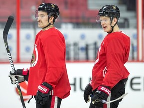 Brady Tkachuk got into his first NHL fight in the game against Detroit, sticking up for his teammate (and landlord) Mark Stone.