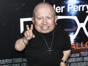 In this Oct. 17, 2016 file photo, Verne Troyer attends the world premiere of "BOO! A Madea Halloween" in Los Angeles.
