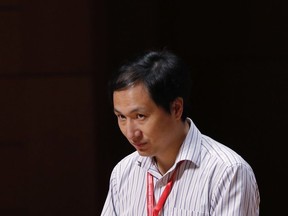 He Jiankui, a Chinese researcher, speaks during the Human Genome Editing Conference in Hong Kong, Wednesday, Nov. 28, 2018. He made his first public comments about his claim to have helped make the world's first gene-edited babies.
