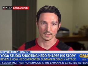 Joshua Quick spoke to ABC's Good Morning America to describe how he confronted gunman who shot at women inside a Florida yoga studio. (GMA/ABC screengrab)