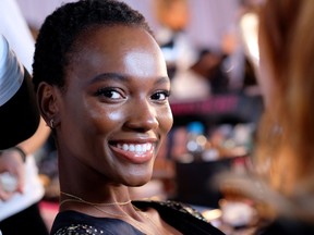 Herieth Paul prepares backstage during the 2018 Victoria's Secret Fashion Show in New York City.