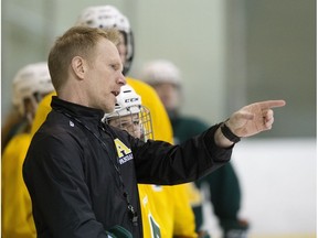 University of Alberta Pandas' Head Coach Howie Draper leads a team practice at Clare Drake Arena, in Edmonton Thursday Nov. 15, 2018.