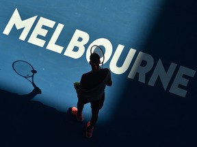 Argentina's Juan Martin del Potro prepares to serve to Russia's Karen Khachanov at the Australian Open in Melbourne on January 18, 2018. (PETER PARKS/AFP/Getty Images)