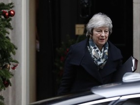 Britain's Prime Minister Theresa May leaves 10 Downing Street, in London Monday, Dec. 17, 2018, for the House of Commons to make a statement on the EU Summit held recently in Brussels.