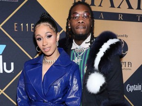 In this Feb. 3, 2018, file photo, Cardi B, left, and Offset arrive at the Maxim Super Bowl Party in Minneapolis.