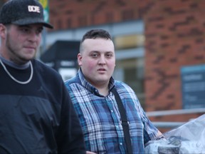 Austin Gignac is pictured outside the Barrie, Ont., courthouse on Nov. 30, after receiving bail.
