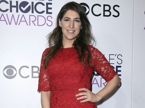 In this Jan. 18, 2017 file photo, Mayim Bialik poses in the press room after winning the award for favourite new TV drama at the People's Choice Awards in Los Angeles.