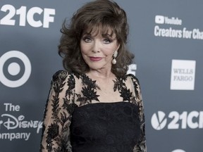 Joan Collins attends the 2018 GLSEN Respect Awards at the Beverly Wilshire Hotel on Friday, Oct. 19, 2018, in Beverly Hills, Calif.