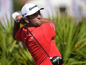 Spain's Jon Rahm hits from the fourth tee during the last round of the Hero World Challenge at Albany Golf Club in Nassau, Bahamas, Sunday, Dec. 2, 2018.