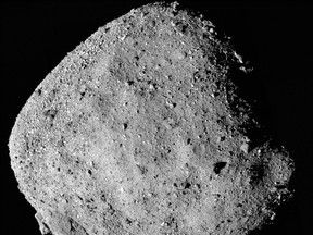 NASA released this mosaic image of astroid Bennu on Monday, which is made up of 12 PolyCam images collected on Dec. 2 by the OSIRIS-REx spacecraft from a range of 24 km. (NASA/Goddard/University of Arizona)