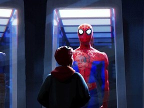 This image released by Sony Pictures Animations shows a scene from "Spider-Man: Into the Spider-Verse."