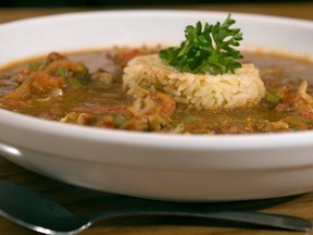 File photo of a bowl of gumbo with rice.