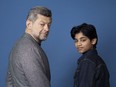 In this Nov. 28, 2018 photo, Andy Serkis, left, and Rohan Chand pose for a portrait at the Four Seasons Hotel in Los Angeles to promote their film "Mowgli: Legend of the Jungle," streaming on Nextflix on Friday, Dec. 7.