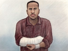 Court sketch of Joe-Bryan Ndikuriyo.