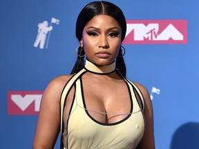 In this Aug. 20, 2018 file photo, Nicki Minaj poses in the press room at the MTV Video Music Awards in New York.