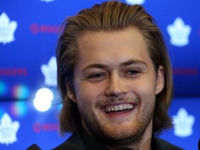William Nylander speaks to media after signing a six-year extension with the Toronto Maple Leafs in Toronto on Monday December 3, 2018.