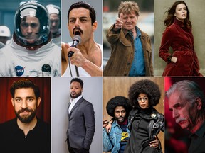 Clockwise from top left: Ryan Gosling in First Man; Rami Malek in Bohemian Rhapsody; Robert Redford in The Old Man & the Gun; This Is Us star Mandy Moore; Sam Elliott in A Star Is Born; John David Washington and Laura Harrier in BlacKkKlansman; Black Panther director Ryan Coogler and John Krasinski.