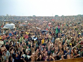 This handout photo by Elliott Landy shows the crowd  at the original Woodstock festival in Bethel, New York in August 1969. The music festival took place from August 15-18.