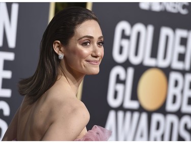 Emmy Rossum arrives at the 76th annual Golden Globe Awards at the Beverly Hilton Hotel on Sunday, Jan. 6, 2019, in Beverly Hills, Calif.