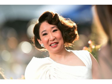 Host and Best Performance by an Actress in a Television Series  Drama "for Killing Eve" nominee Sandra Oh arrives for the 76th annual Golden Globe Awards on January 6, 2019, at the Beverly Hilton hotel in Beverly Hills, California.