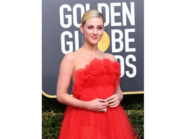 US actress Lili Reinhart arrives for the 76th annual Golden Globe Awards on January 6, 2019, at the Beverly Hilton hotel in Beverly Hills, California.
