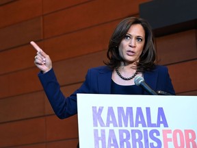 US Senator from California, Kamala Harris, addresses the media January, 21 2019 at Howard University in Washington, DC after announcing earlier in the day that she is seeking to become the first African American woman to hold the office of US president, joining an already-crowded field of Democrats lining up to take on Donald Trump. - Harris joins Senator Elizabeth Warren of Massachusetts, Hawaii congresswoman Tulsi Gabbard, New York Senator Kirsten Gillibrand and former housing secretary Julian Castro, among others, either in the race or exploring a run for the 2020 Democratic nomination. Nearly 22 months before the 2020 election, the battle for the White House is already firming up, as Americans begin to assess who might be the opposition party nominee to challenge Trump for control of the White House.  Harris made the announcement on the national holiday honoring civil rights movement icon Martin Luther King Jr., whom she said her mother met.