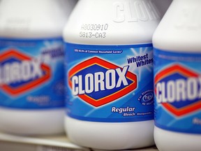 Bottles of bleach sit on a shelf at a grocery store on February 11, 2011 in San Francisco, California. (Justin Sullivan/Getty Images)
