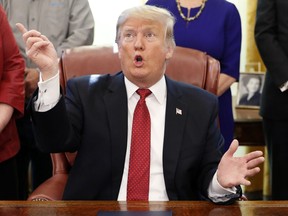 U.S. President Donald Trump speaks during a meeting with American manufacturers in the Oval Office of the White House, Thursday, Jan. 31, 2019, in Washington.