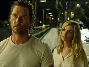 This image released by Aviron Pictures shows Matthew McConaughey, left, and Anne Hathaway in a scene from "Serenity." (Graham Bartholomew/Aviron Pictures via AP) ORG XMIT: NYET613