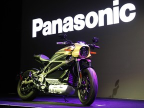 A Harley-Davidson Motorcycles LiveWire electric motorcycle is on display during a Panasonic news conference at CES International, Monday, Jan. 7, 2019, in Las Vegas.