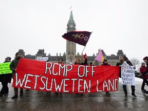 Protesters voice their opposition against pipelines during a rally on Parliament Hill in Ottawa on Tuesday, Jan. 8, 2019.