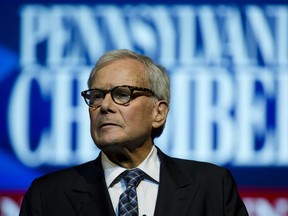 In this Sept. 22, 2014 file photo, Tom Brokaw speaks at the Pennsylvania Chamber of Business and Industry annual dinner in Hershey, Pa.
