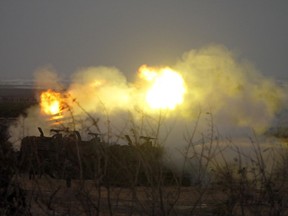 M110A2 self-propelled howitzers fire during a military exercises in Taichung, central Taiwan, Thursday, Jan. 17, 2019. Taiwan's military has conducted a live-fire drill on Thursday to show its determination to defend itself from Chinese threats.