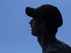 Britain's Andy Murray waits in the shade during his practice match against Serbia's Novak Djokovic on Margaret Court Arena ahead of the Australian Open tennis championships IN Melbourne, Australia, Thursday, Jan. 10, 2019.