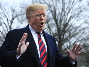 In this Jan. 19, 2019 file photo, President Donald Trump speak to reporters before leaving the White House in Washington. (AP Photo/Manuel Balce Ceneta, File)