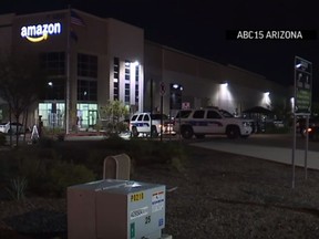 Phoenix police say a baby girl was found dead in a women's restroom inside an Amazon distribution centre.