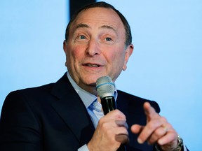 NHL commissioner Gary Bettman speaks Wednesday, Jan. 9, 2019, during a news conference in Seattle.