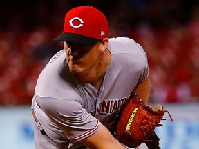 Austin Brice of the Cincinnati Reds pitches against the St. Louis Cardinals in the sixth inning at Busch Stadium on July 14, 2018 in St. Louis, Mo.