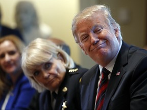 U.S. President Donald Trump leads a roundtable discussion on border security with local leaders, Friday, Jan. 11, 2019, in the Cabinet Room of the White House in Washington. (AP Photo/Jacquelyn Martin)