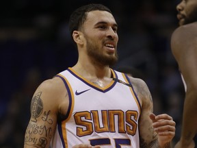In this Wednesday, Dec 13, 2017, filer, Phoenix Suns guard Mike James (55) in the first quarter during an NBA basketball game against the Toronto Raptors, in Phoenix.  (AP Photo/Rick Scuteri, File)
