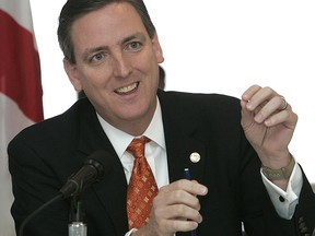 In this Jan. 30, 2013 file photo, Michael Ertel speaks during a panel discussion on election problems at a pre-legislative news conference in Tallahassee, Fla. (AP Photo/Steve Cannon, File)