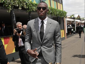 Usain Bolt attends the Mumm Marquee on Derby Day at Flemington Racecourse on November 3, 2018 in Melbourne, Australia. (Scott Barbour/Getty Images)