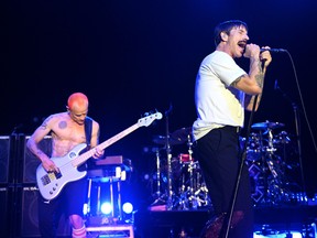 Musicians Flea and Anthony Kiedis of Red Hot Chili Peppers perform onstage during the Malibu Love Sesh Benefit Concert at Hollywood Palladium on Jan. 13, 2019 in Los Angeles, Calif. (Scott Dudelson/Getty Images)