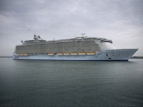 In this Oct. 15, 2014 file photo, Royal Caribbean's Oasis of the Seas arrives in Southampton Water in Southampton, England. (Matt Cardy/Getty Images)