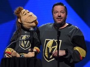 Comic ventriloquist and impressionist Terry Fator performs with his puppet Duggie Scott Walker as he presents an award at the 2018 NHL Awards presented by Hulu at The Joint inside the Hard Rock Hotel & Casino on June 20, 2018 in Las Vegas, Nevada. (Ethan Miller/Getty Images)