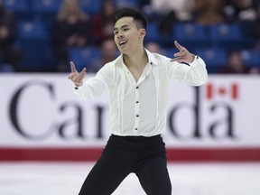 Nam Nguyen skates to a national title after winning the senior men free competition at the National Skating Championships at Harbour Station in Saint John, N.B., on Saturday, Jan. 19, 2019.