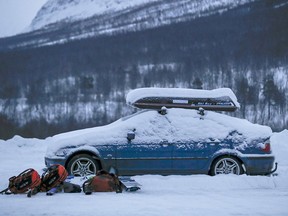 The car belonging to four missing skiers is parked in Tamokdalen, Norway, Friday, Jan. 4, 2019. (Terje Bendiksby/NTB Scanpix via AP)