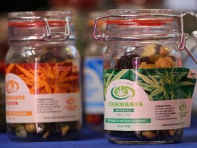 CBD and THC Cannabis product and legal marijuana manufacturing items on display during the O'Cannabiz conference at the International Centre on June 8, 2018.