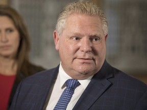 Ontario Premier Doug Ford speaks to media at Queen's Park, in Toronto on Nov. 19, 2018. THE CANADIAN PRESS/Chris Young